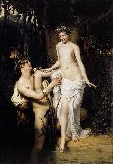 Jean Descourtiz Une jeune fille venant trouver le fleuve Scamandre ou Nymphe et Faune au bain oil painting picture wholesale